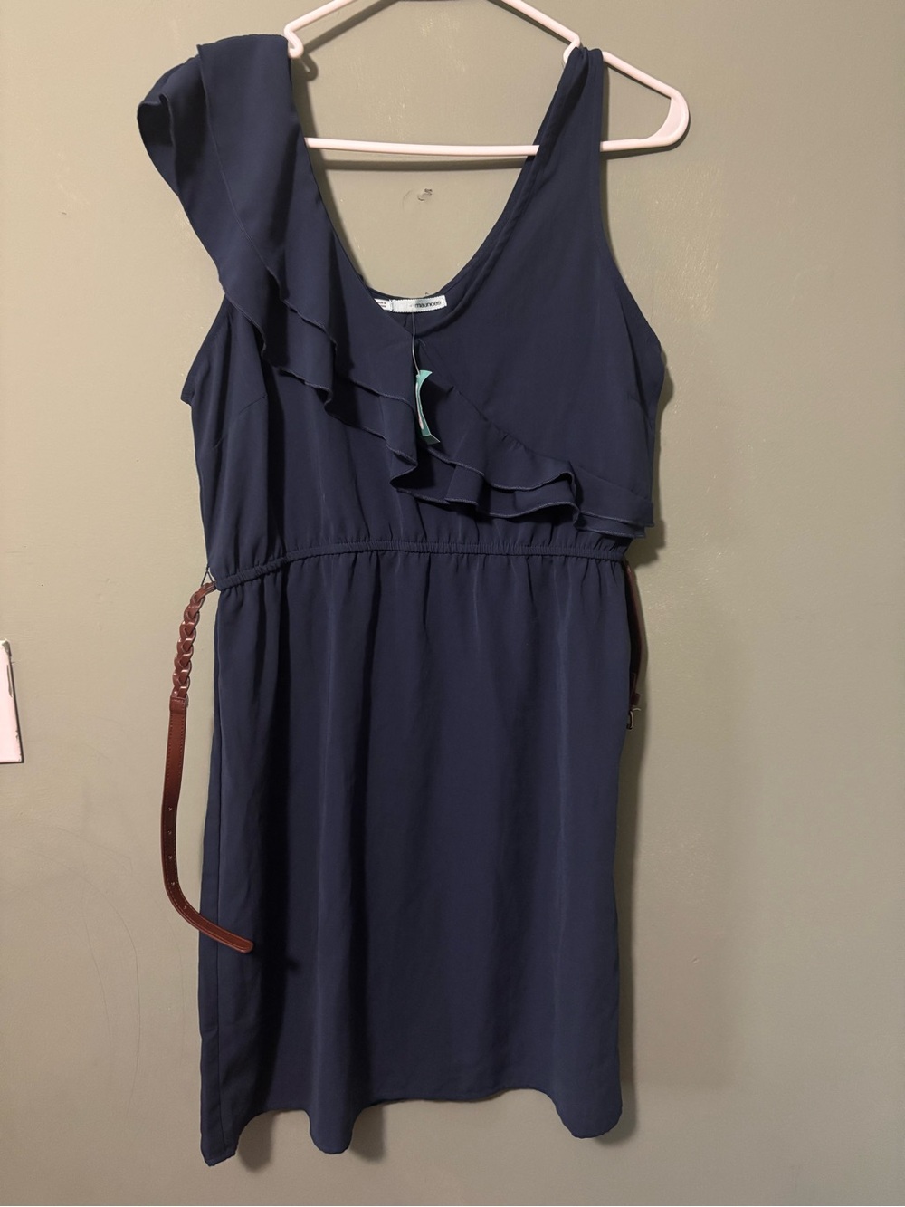 Maurices Navy One-Shoulder Ruffle Dress